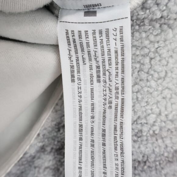 Abercrombie & Fitch Plaid Snap Button Sherpa Jacket Grey White Size XS - Picture 8 of 8